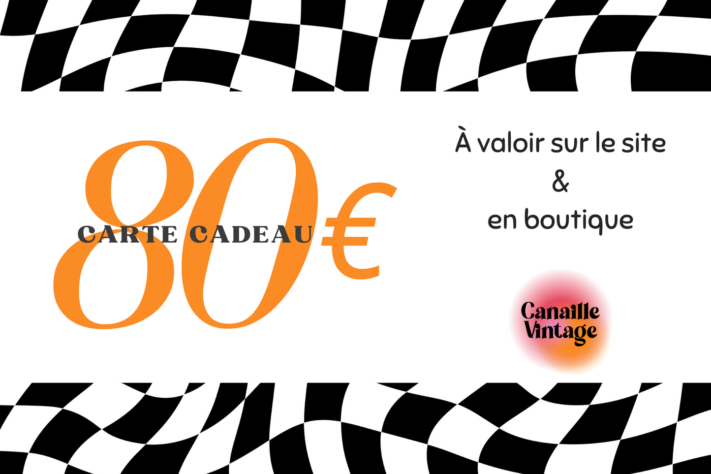 Carte cadeau pour la friperie Canaille Vintage d'un montant de 80euros.