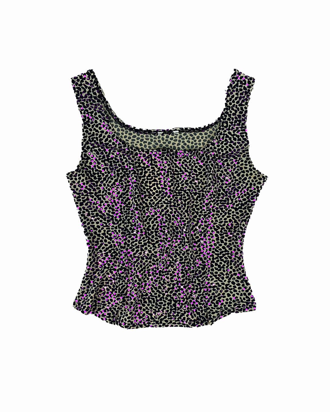 top léopard et paillettes bustier Y2K vintage friperie