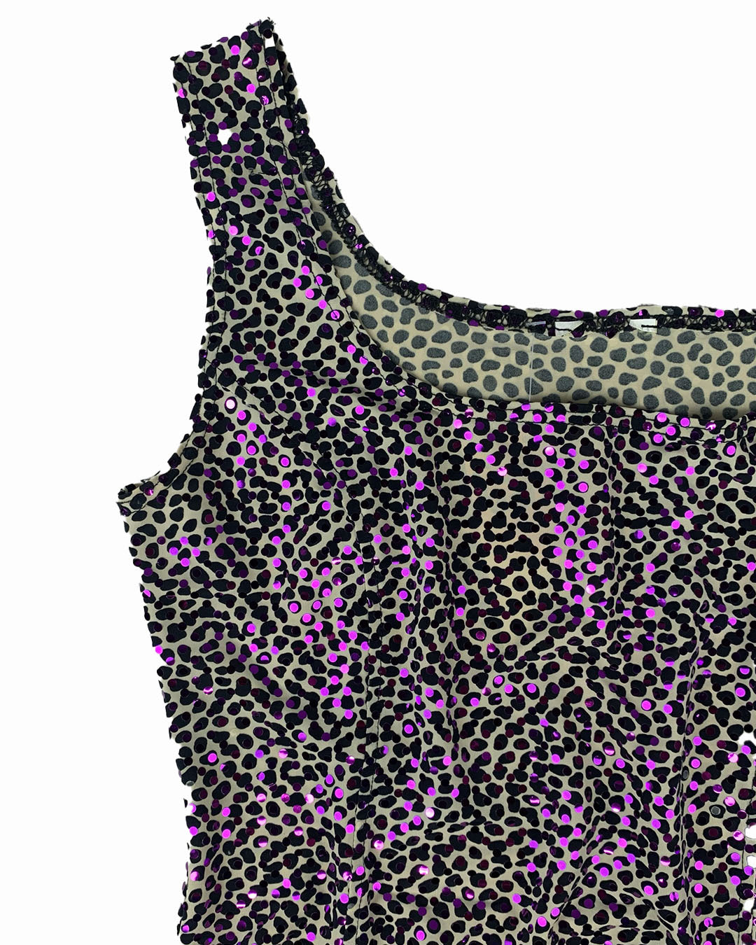 top léopard et paillettes bustier Y2K vintage friperie