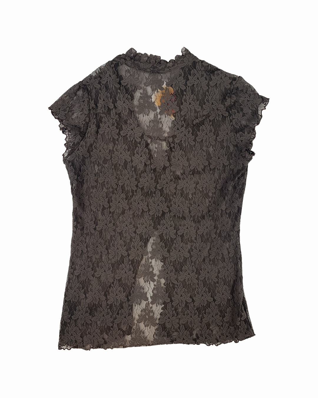 top en dentelle marron Y2K friperie vintage