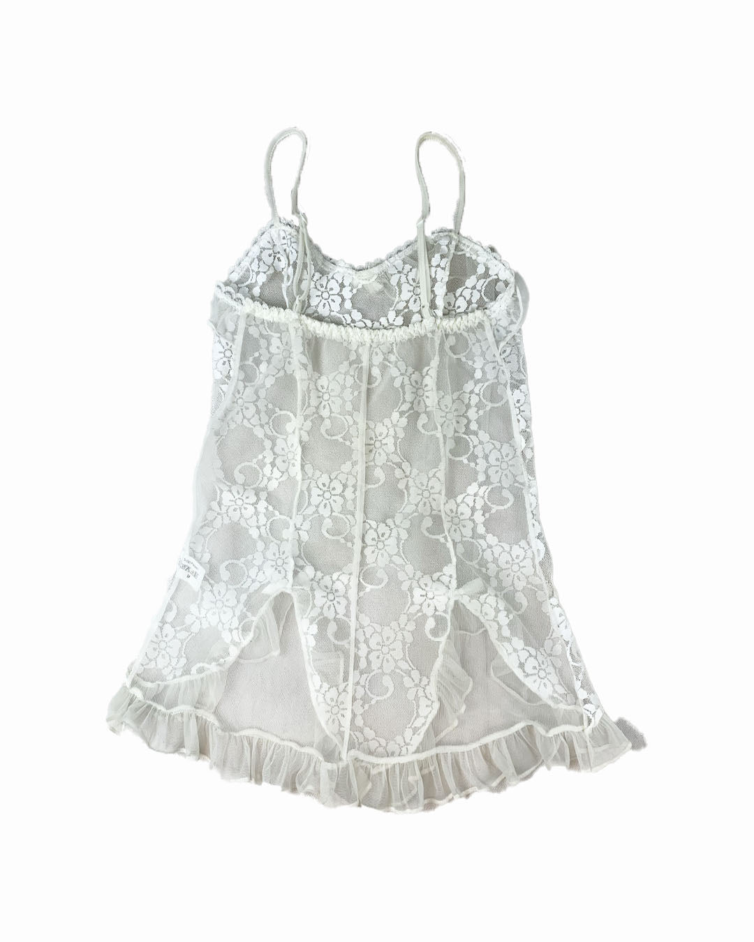 top blanc dentelle transparent Y2K vintage friperie