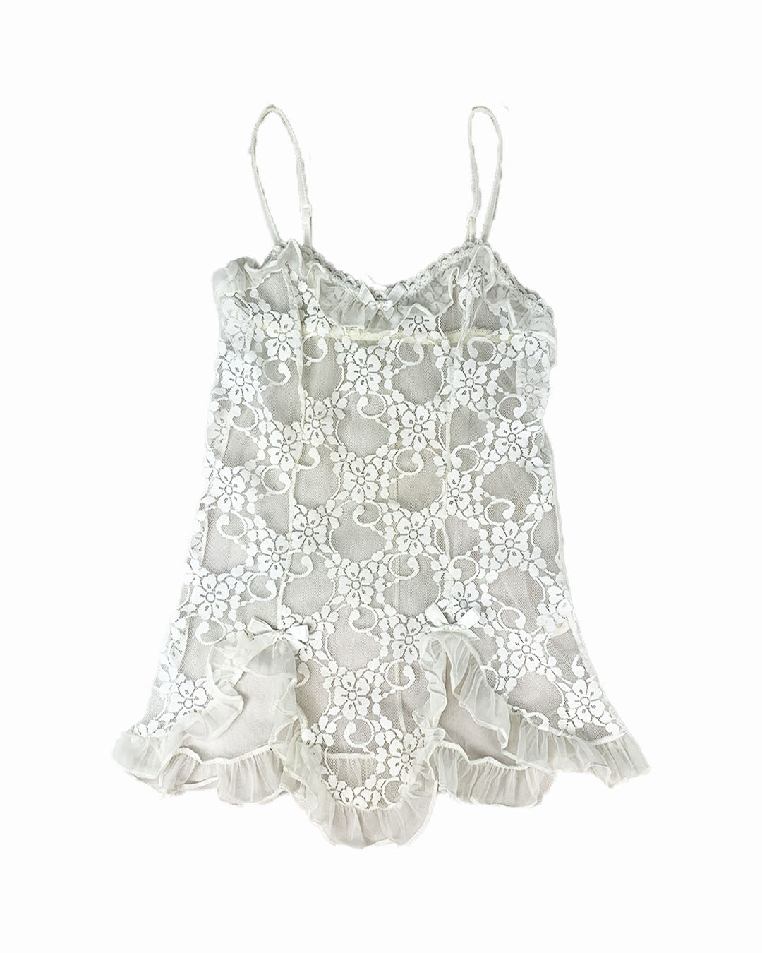 top blanc dentelle transparent Y2K vintage friperie