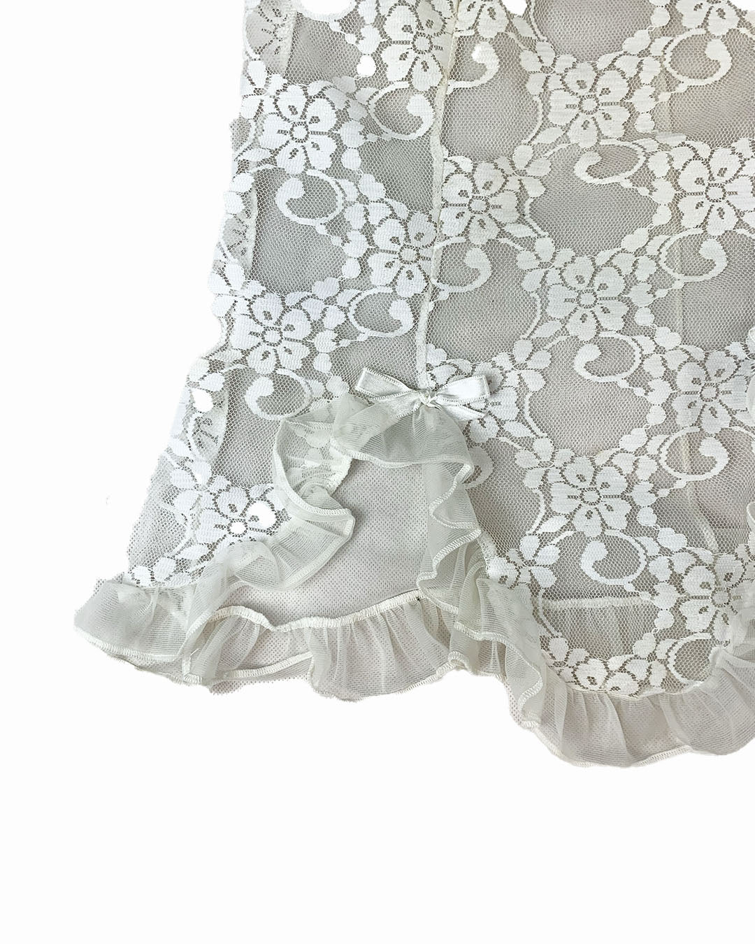 top blanc dentelle transparent Y2K vintage friperie