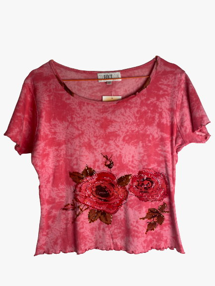 Top rose Y2K femme