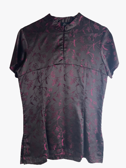Top satiné noir et mauve y2K