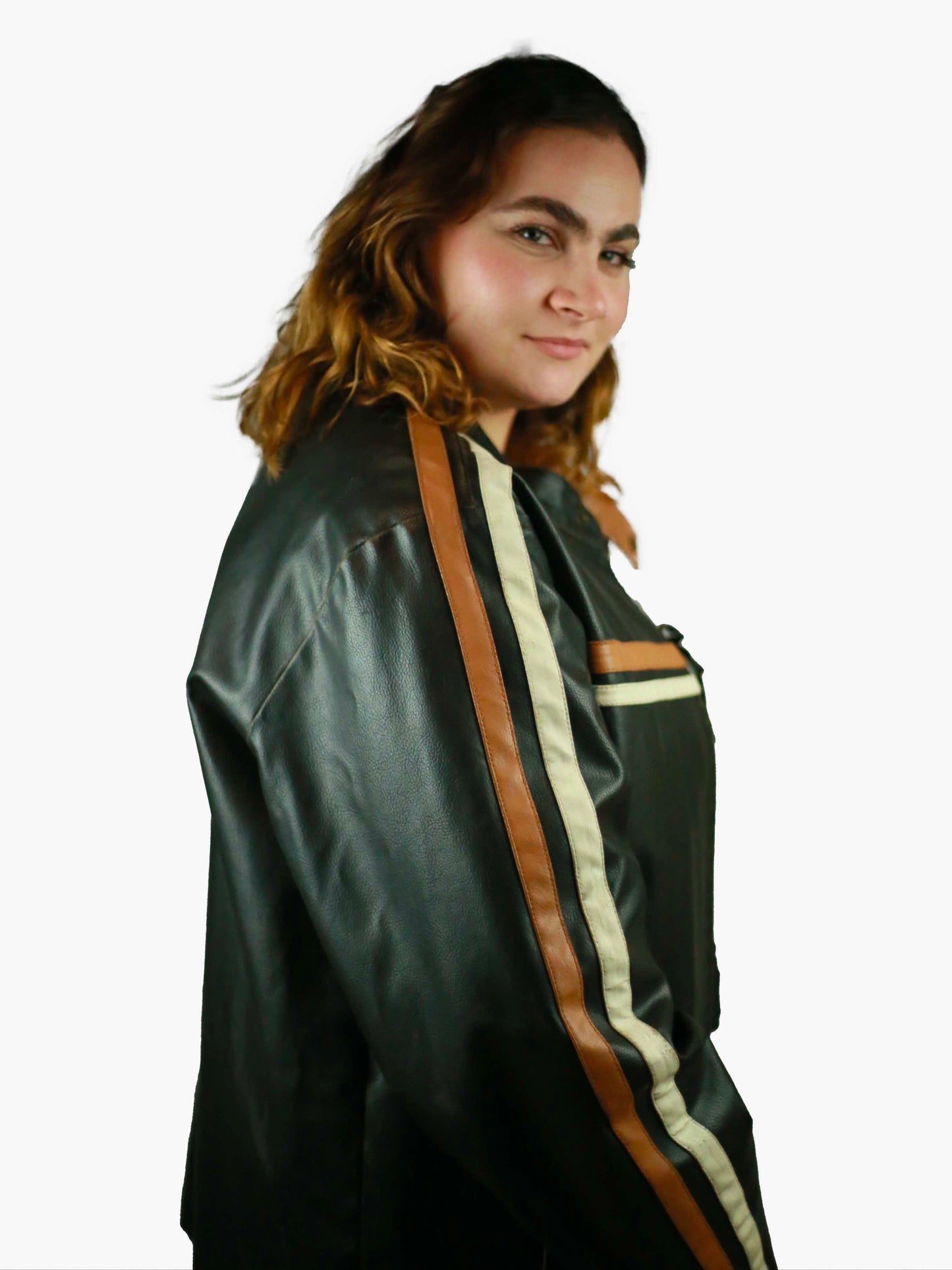 Veste similicuir avec rayures style Biker