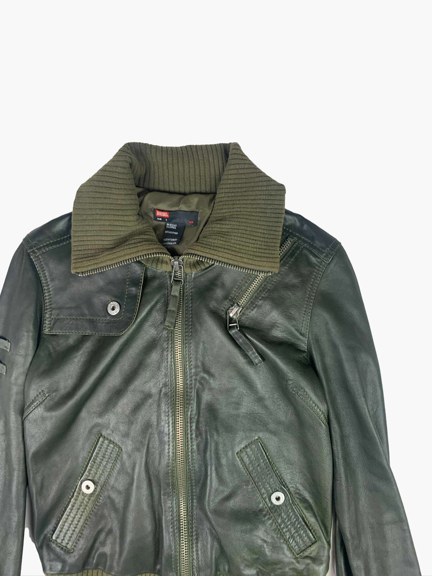 Veste bomber diesel verte détail