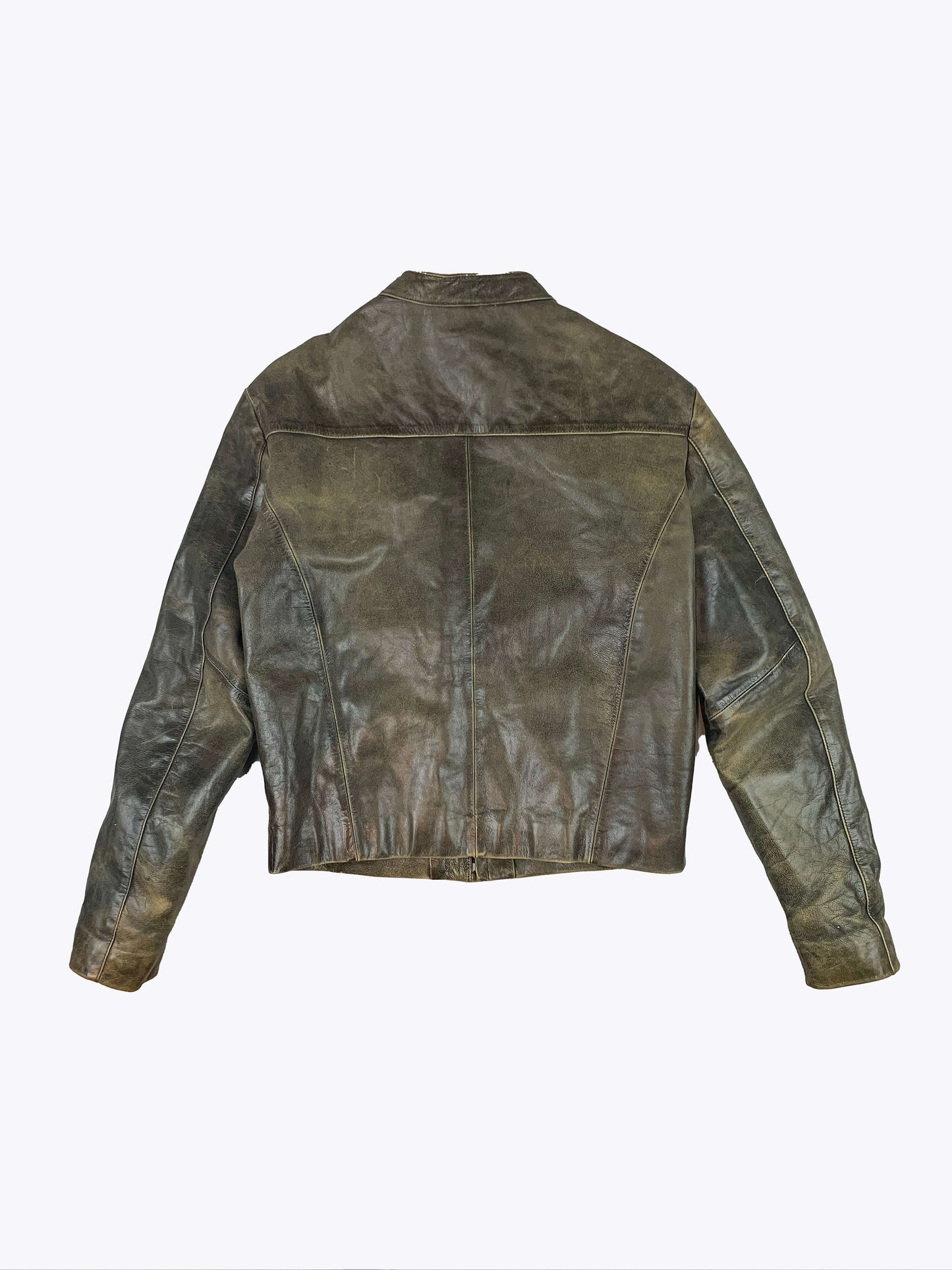 Veste en cuir patinée dos