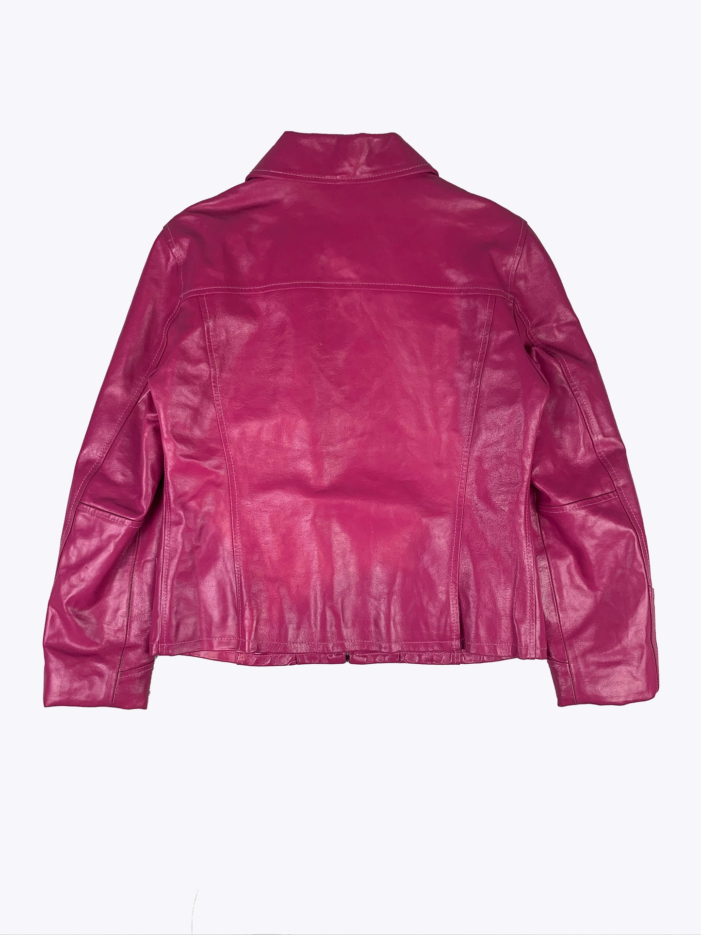 Veste en cuir rose dos