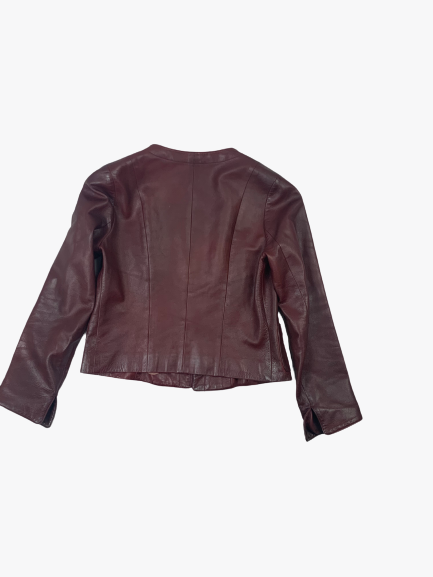veste en cuir rouge bordeaux vintage