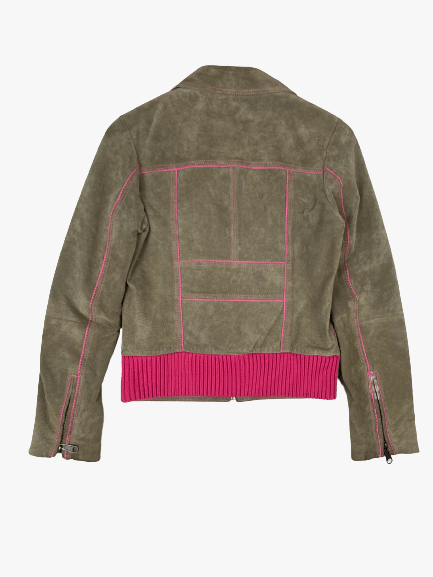 dos veste marron détail rose en bas