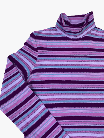 Col roulé violet vintage à motifs
