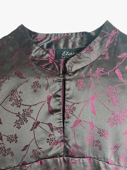Top satiné noir et mauve y2K