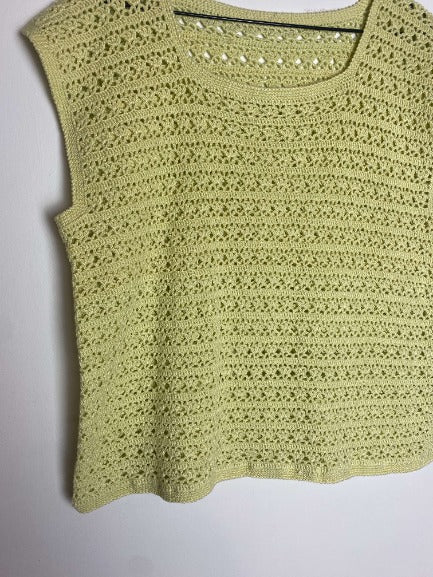 Top crochet jaune vintage