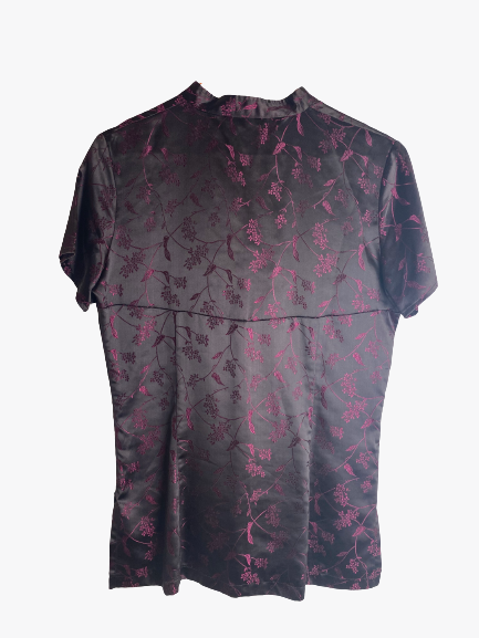 Top satiné noir et mauve y2K etam