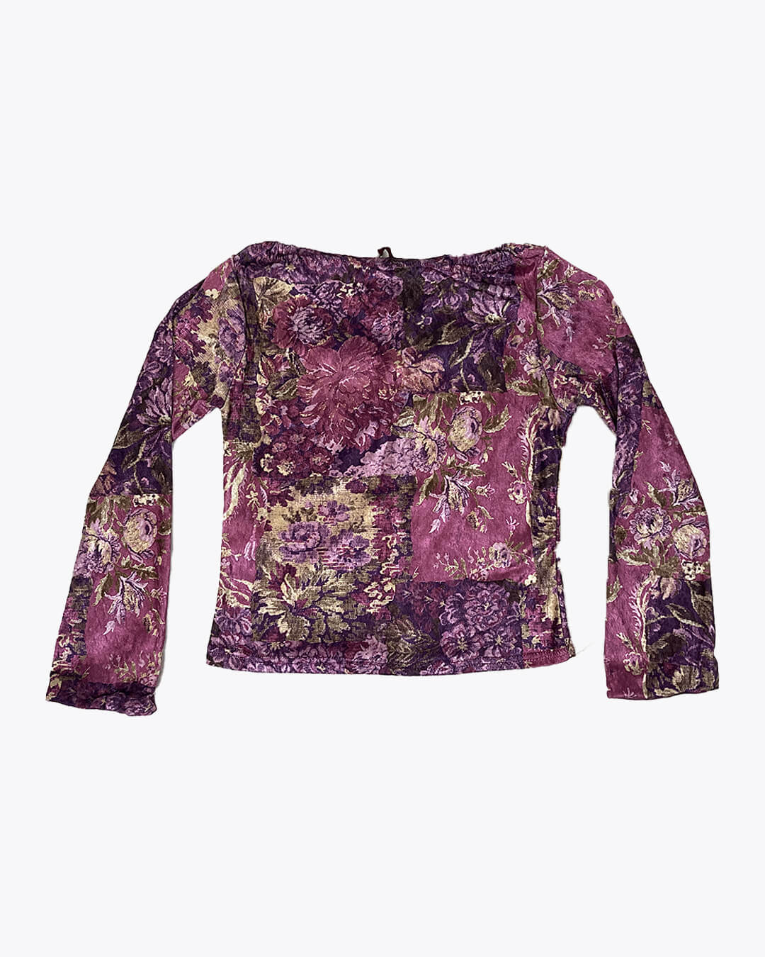Top motif fleurs velours