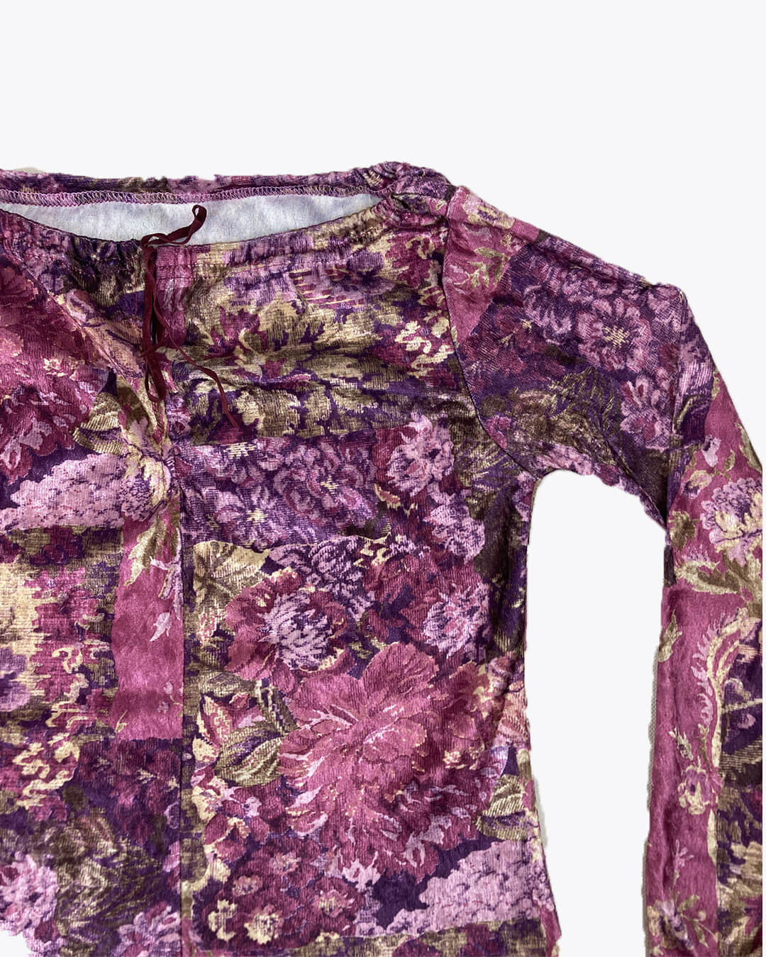 Top motif fleurs velours