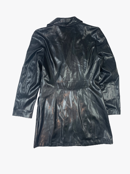 Dos trench cuir vintage noir