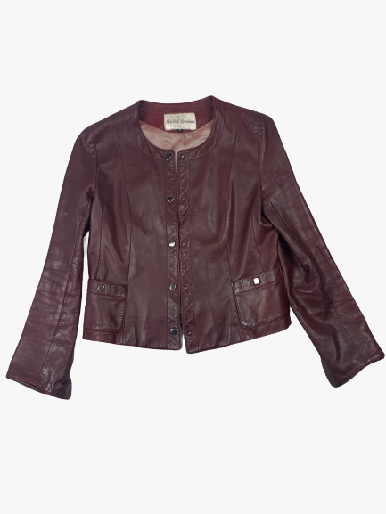veste en cuir rouge bordeaux vintage