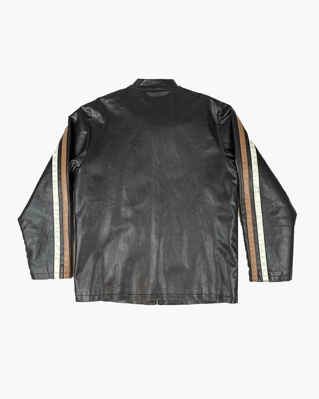 Veste similicuir style moto à rayures dos
