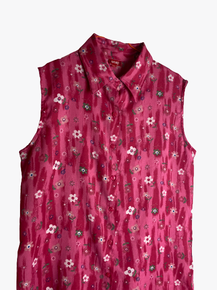chemise vintage rose sans manches