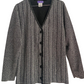 Gilet gris en laine à rayures verticales noir. 
