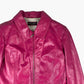 Veste en cuir rose détail