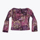 Top motif fleurs velours