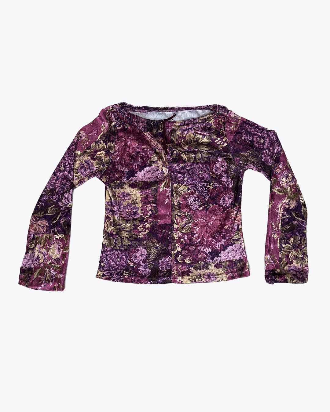 Top motif fleurs velours
