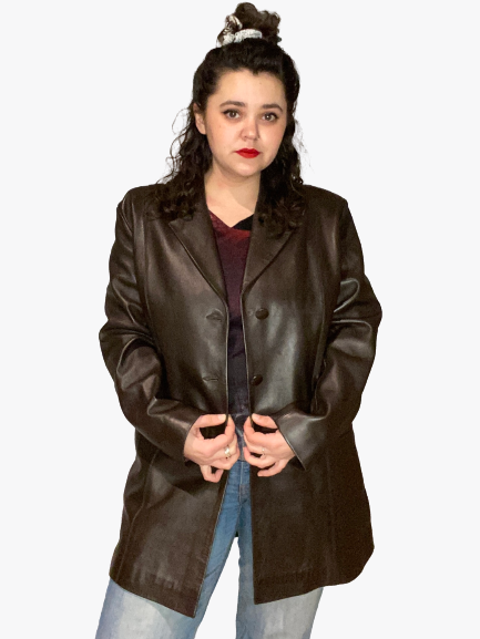 veste en cuir marron vintage
